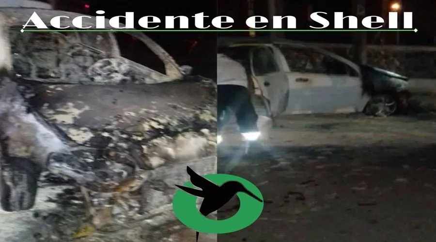Se incendia un vehículo en Shell por accidente de tránsito