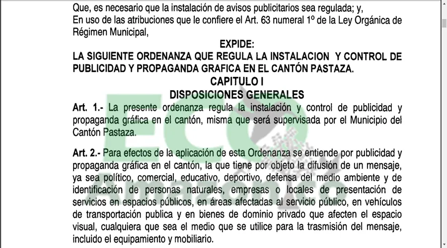 Ordenanza Municipal de control de publicidad y propaganda grafica