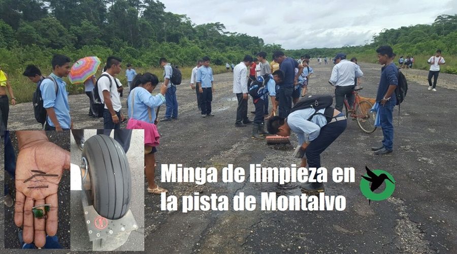 Minga de limpieza en la pista de Montalvo
