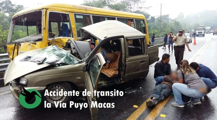 Fuerte accidente de tránsito en la vía a Macas