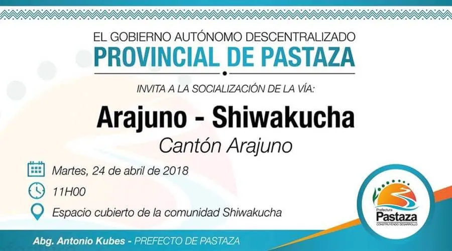 Socialización de la vía Arajumo-Shiwakucha