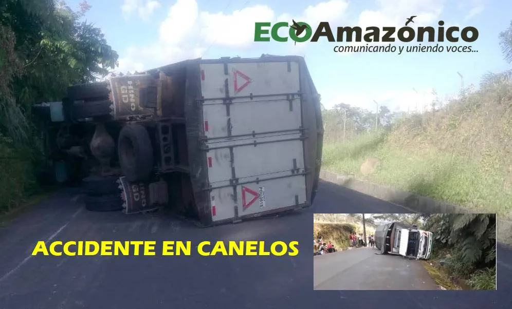 Camión se accidenta en Canelos
