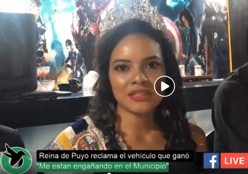 Reina de Puyo reclama el vehículo que le ofrecieron