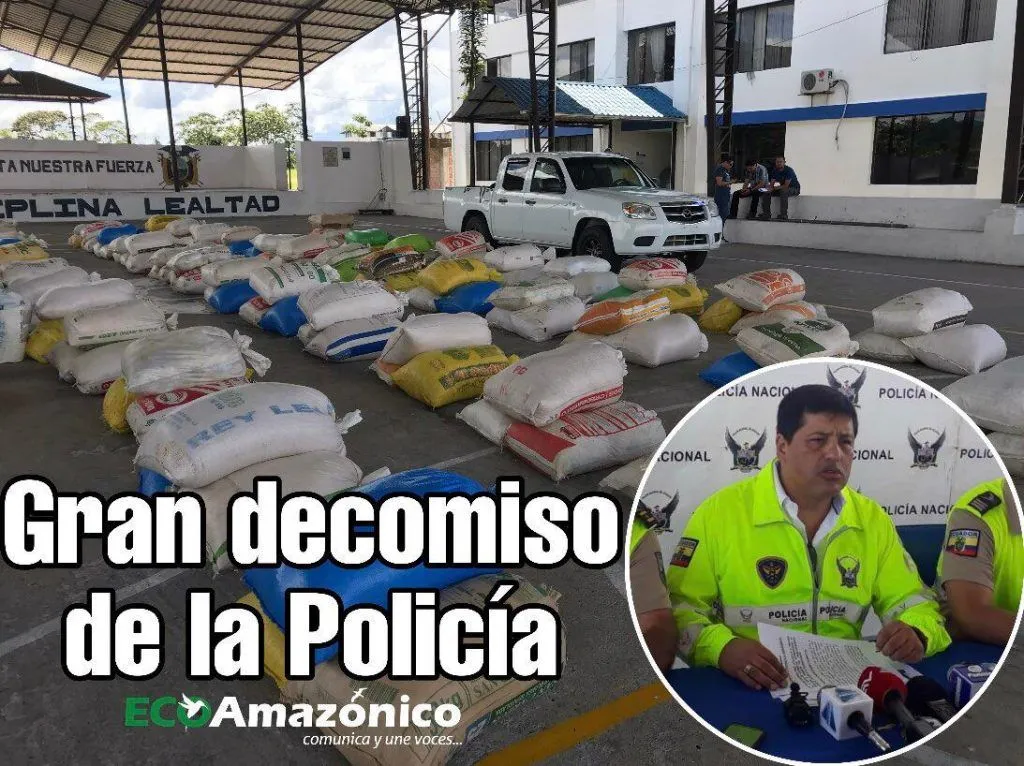 Policía incautó 7.5 toneladas de cloruro de calcio en Pastaza