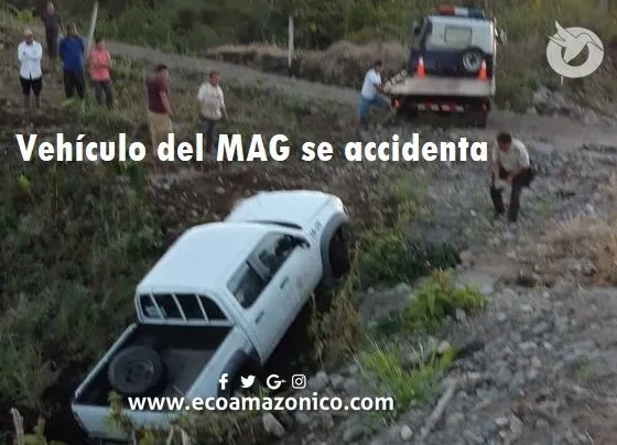 Se accidenta un vehículo del MAG en Palora