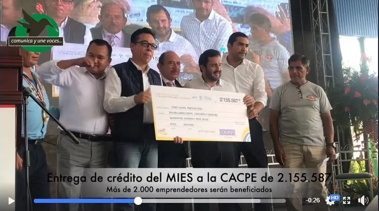 Entrega de crédito del MIES a la CACPE