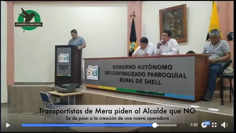 Piden al Alcalde de Mera que no se cree ninguna operadora de trasporte en este cantón