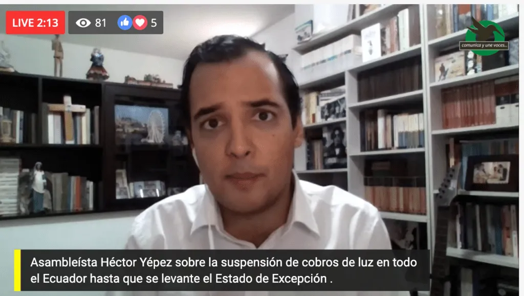 Sobre la suspensión el cobro de planillas de luz en todo el Ecuador