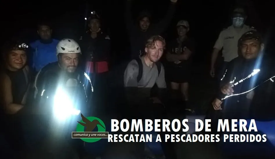 Pescadores rescatados por los Bomberos de Mera