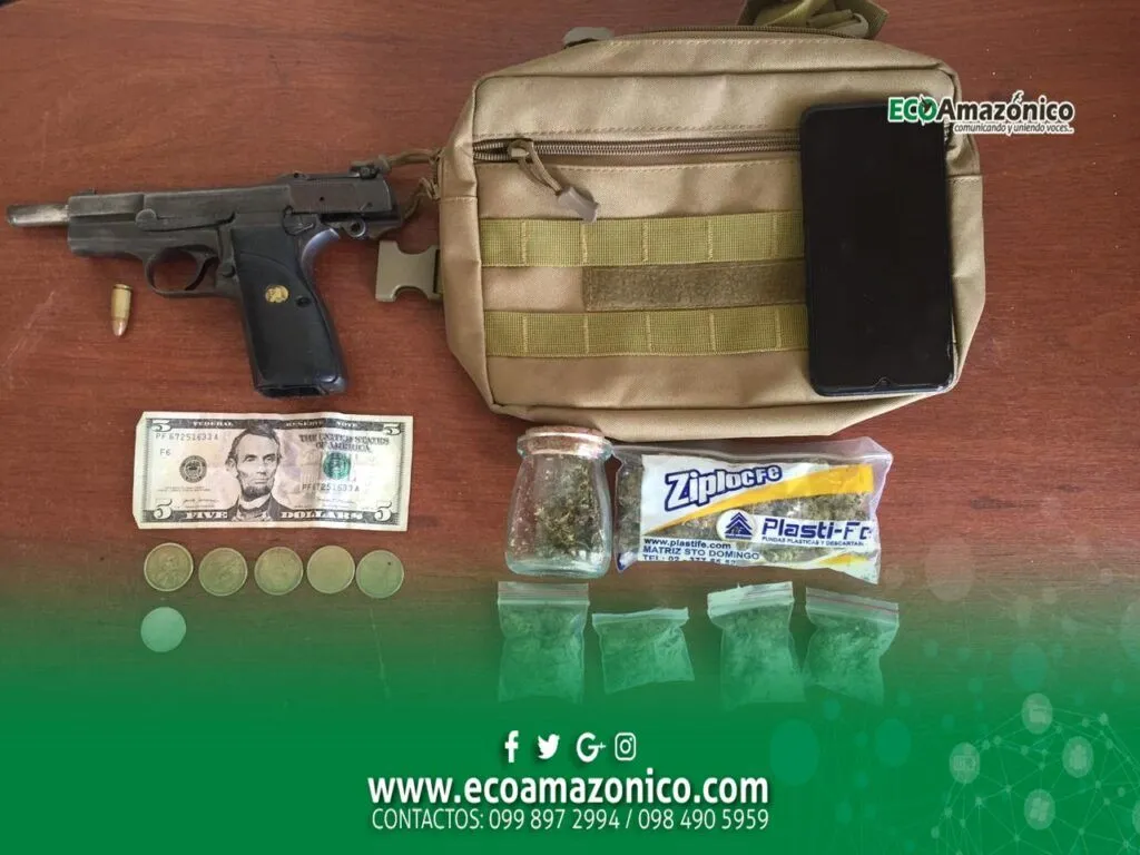 Policía logra la detención de una persona con droga y una arma de fuego en Puyo