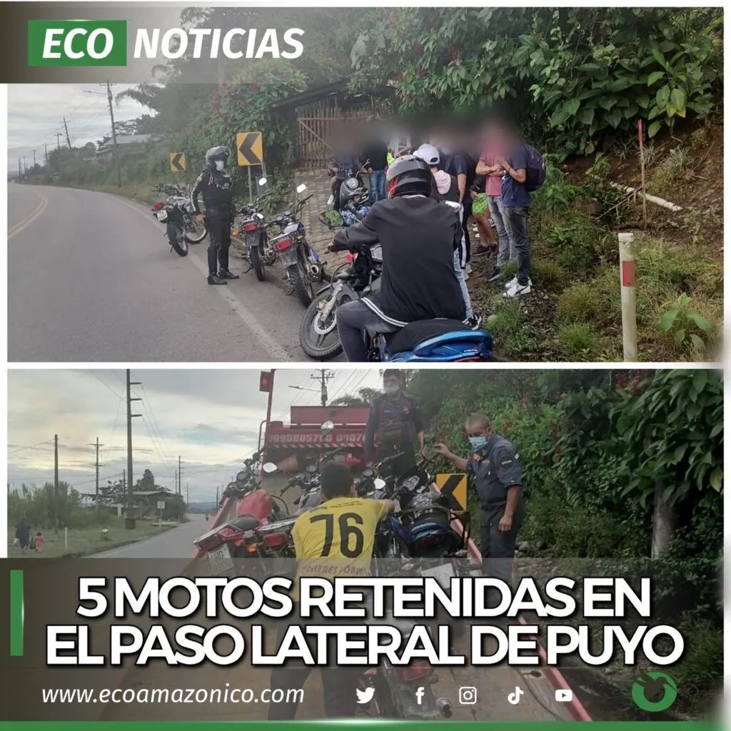 5 motos retenidas en el Paso Lateral de Puyo
