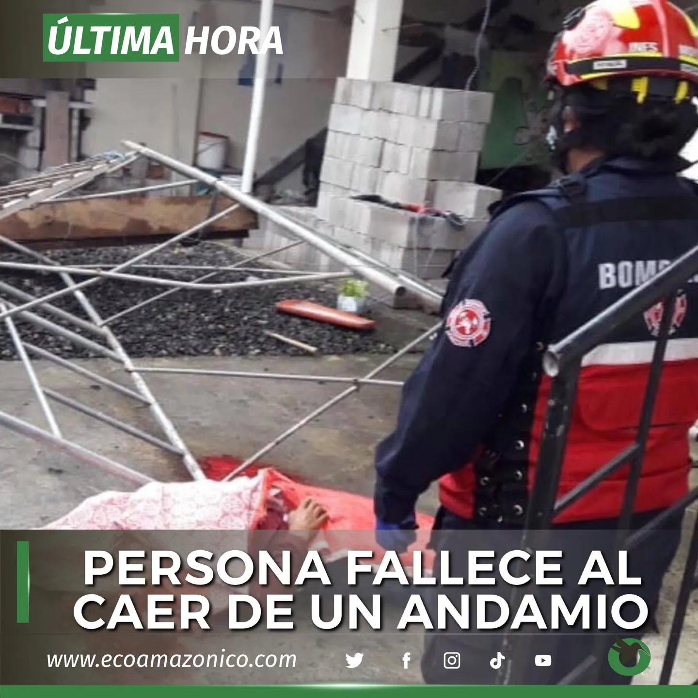 Una persona fallece al caer de un andamio en Puyo