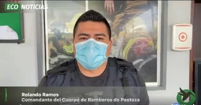 Con el Comandante del Cuerpo de Bomberos de Pastaza