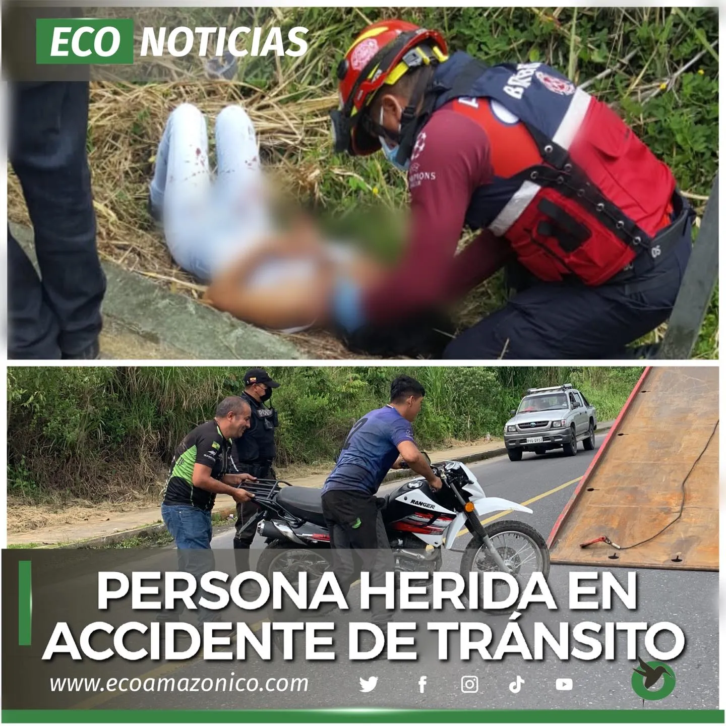 Persona herida en accidente de tránsito