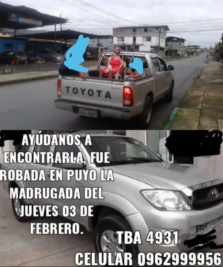 Vehículo robado en Puyo